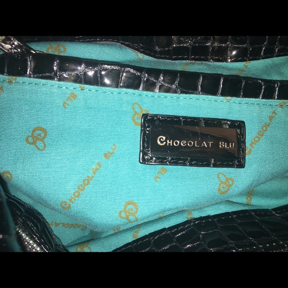 Chocolate Blu patten leather bag w/shoulder bag - Picture 5 of 5